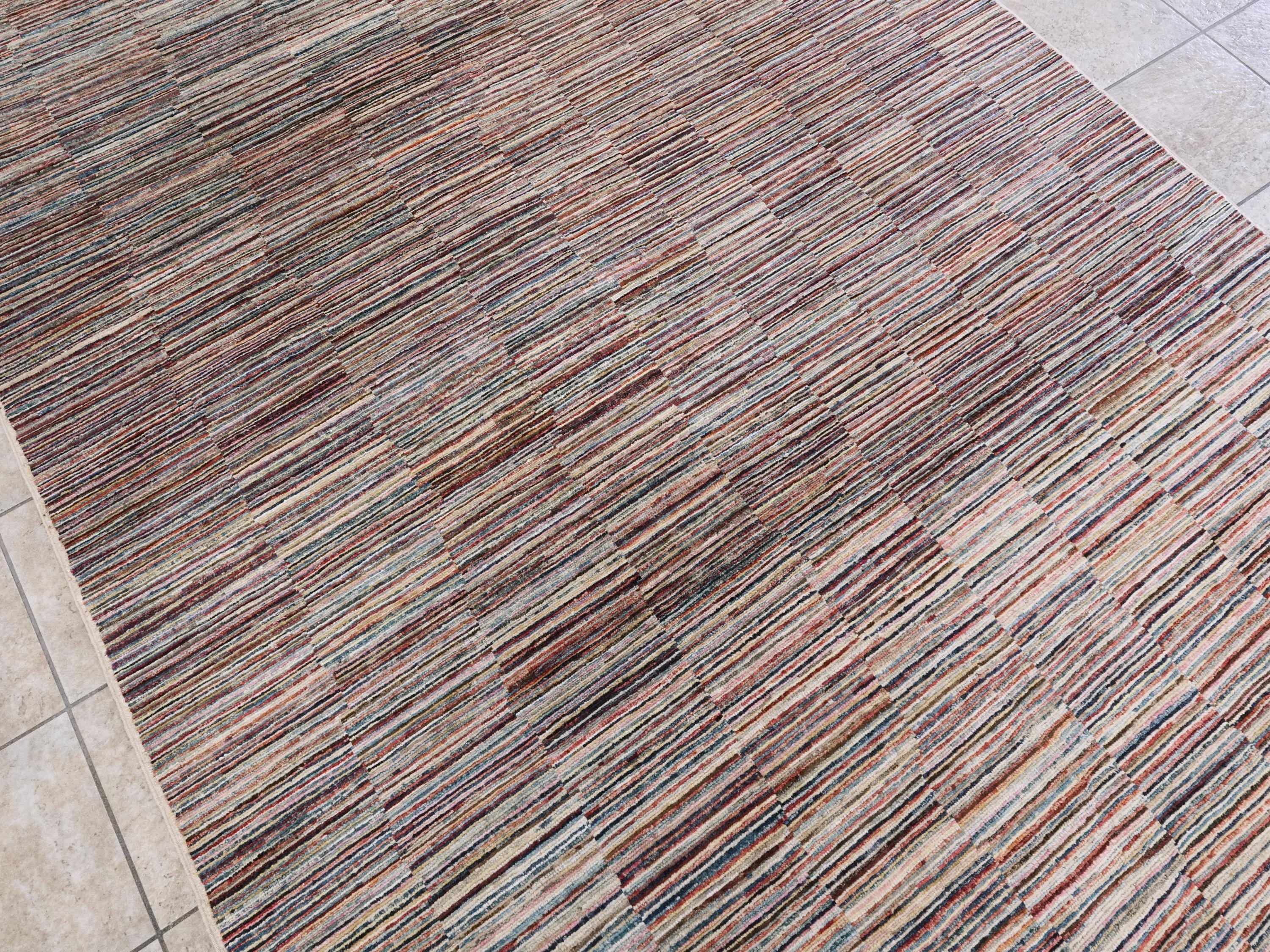 6x9 Ft Gabbeh Rug - Afghan Wool Area Rug - Striped Design