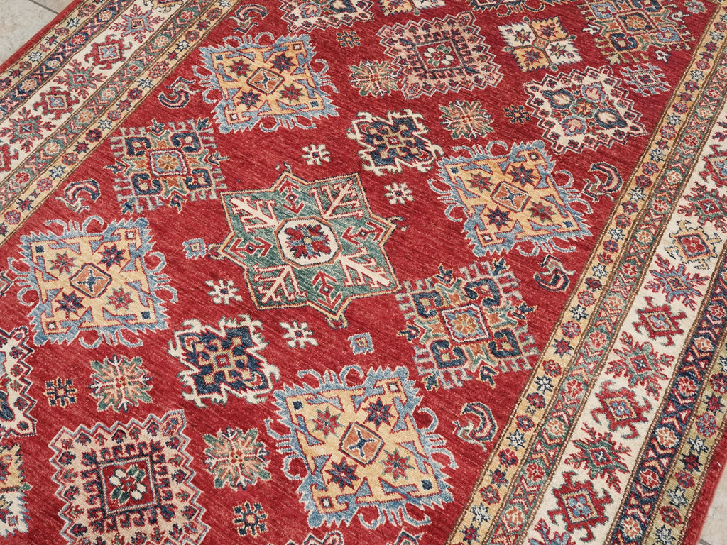 6x9 Ft Red Super Kazak Rug - Hand Knotted Wool Persian Rug
