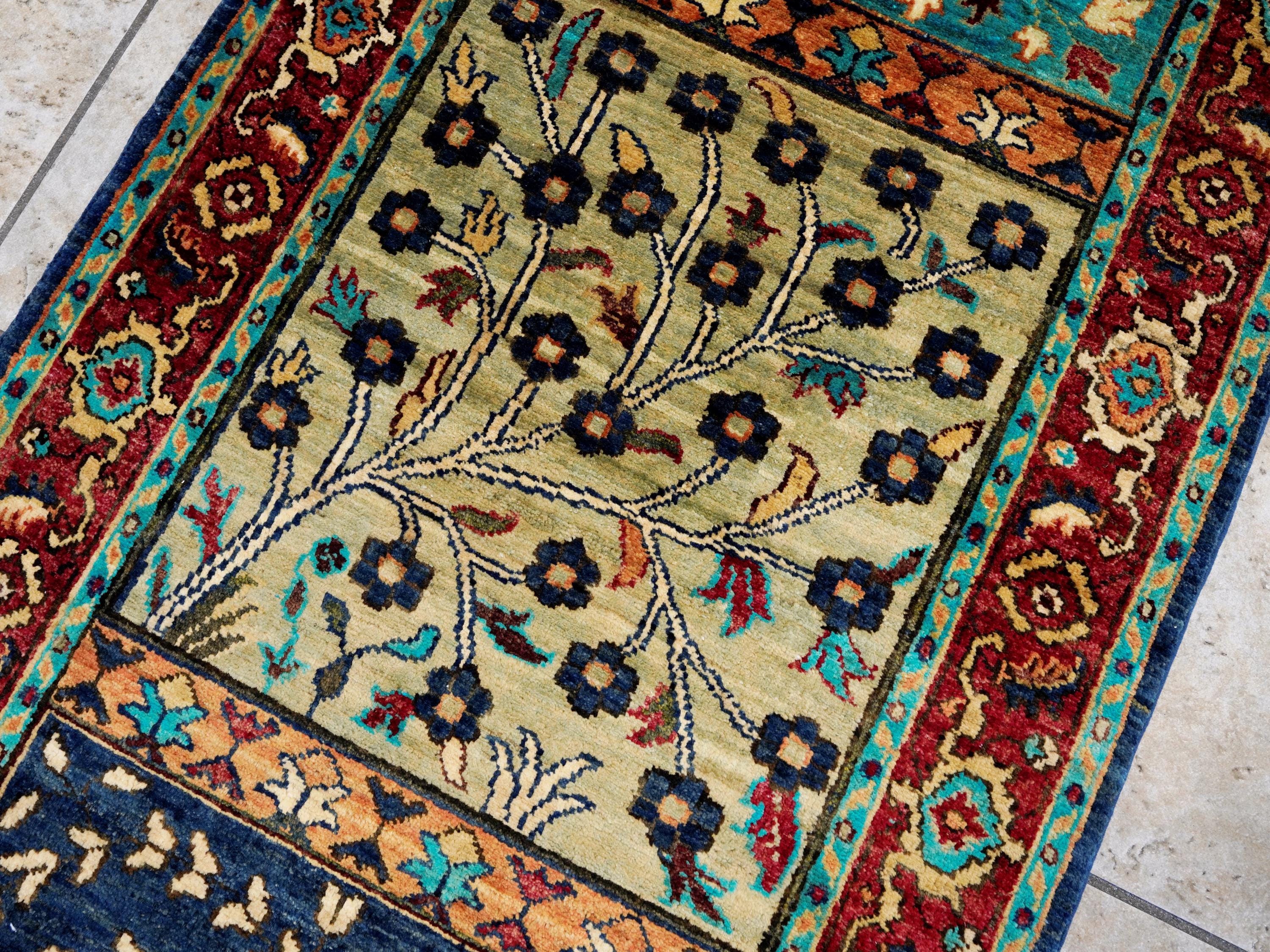 11 Ft Colorful Garden Runner Rug - Hand Knotted Hallway Rug - Floral Design