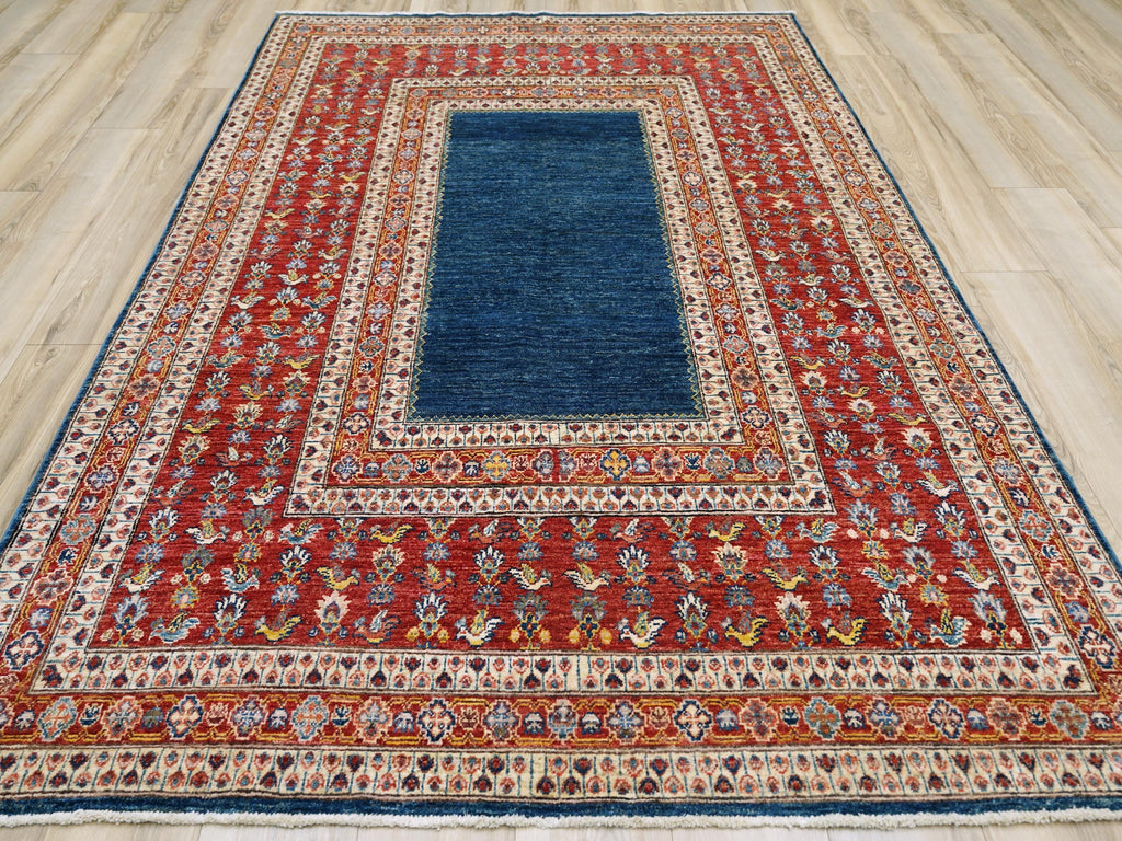 6x9 Ft Red & Blue Bidjar Rug - Hand Knotted Oriental Wool Rug