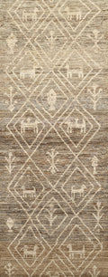 13 Ft Hand Knotted Brown Runner Rug - Moroccan Rug