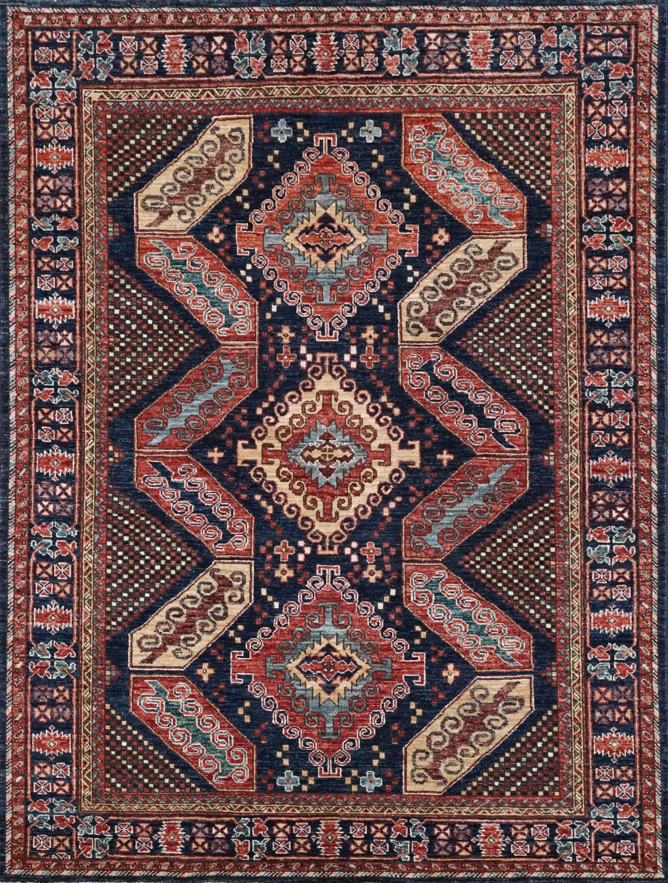 5x7 Ft Blue Heriz Rug - Ghazni Wool Oriental Rug