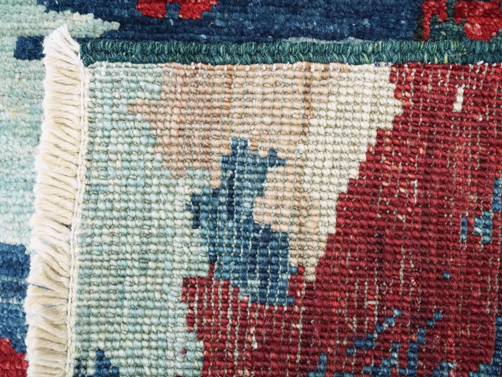 2x5 Ft Blue Mamluk Rug - Hand Knotted Wool Hallway Runner