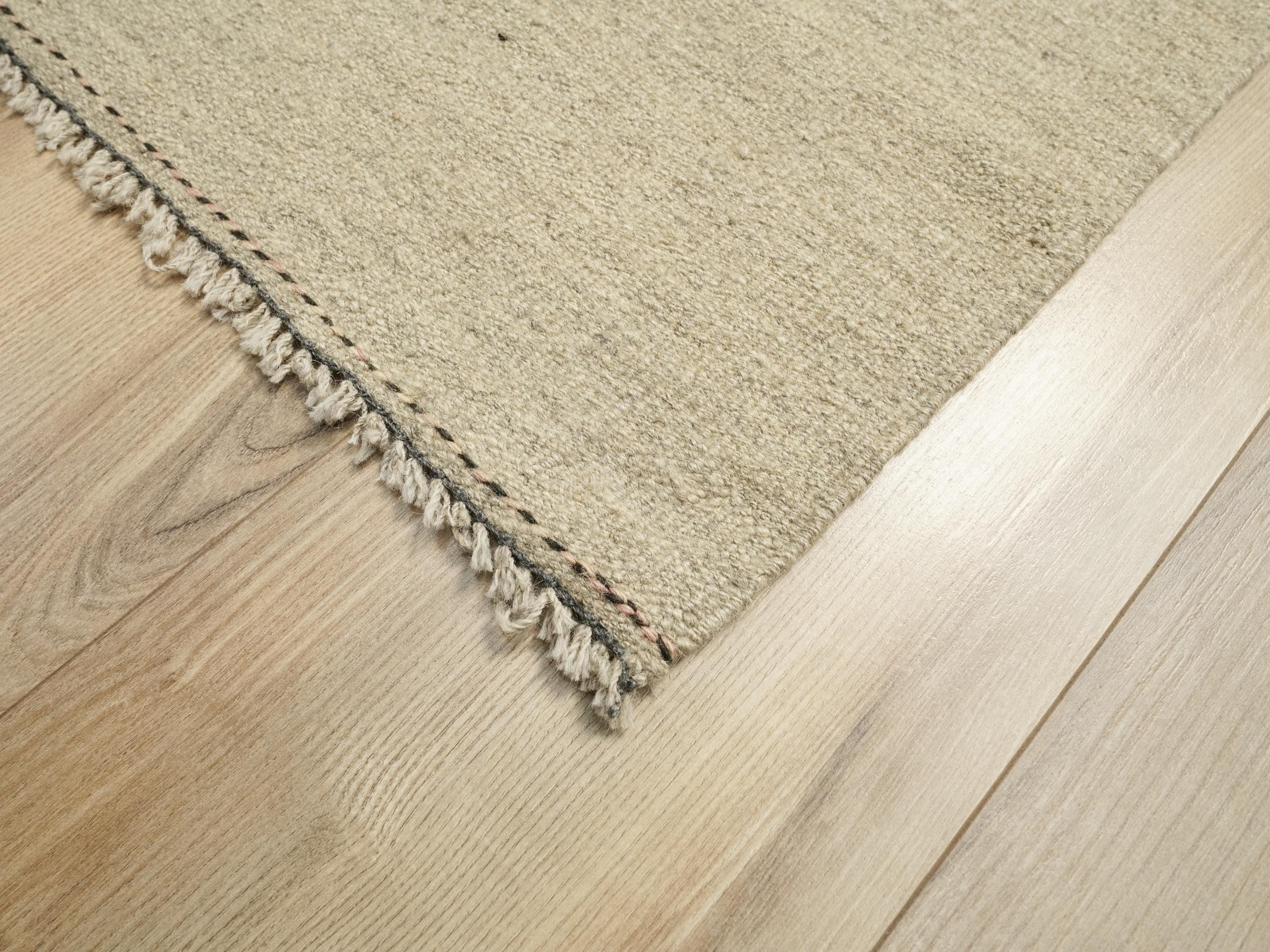 10 Ft Handmade Beige Kilim Runner Rug - Afghan Wool Hallway Rug