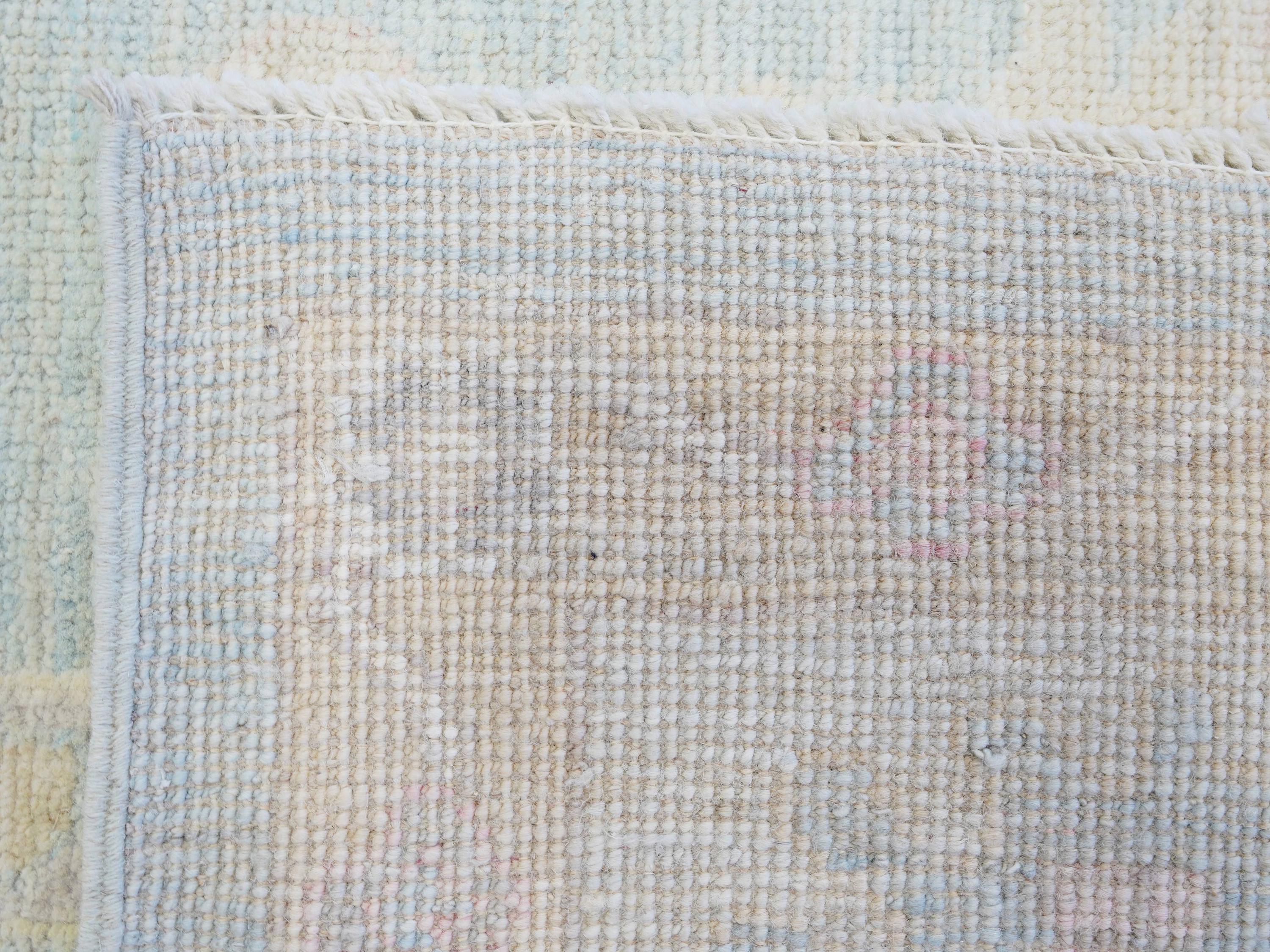 9x12 Ft Muted Blue Oushak Rug - Handmade Area Rug - Turkish Design