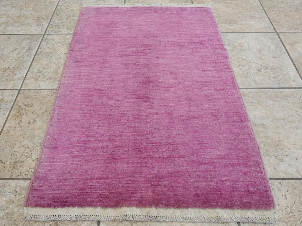 2x3 Ft Hand Knotted Purple Gabbeh Rug - Afghan Wool Doormat