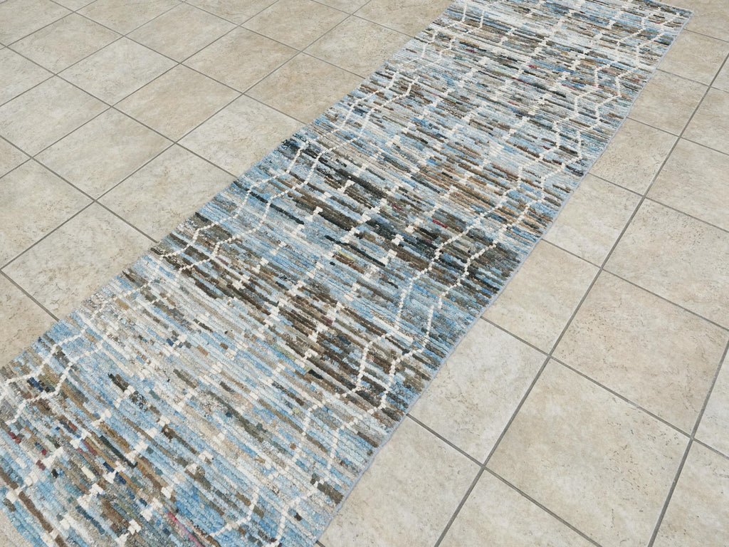10 Ft Handmade Wool Moroccan Runner Rug - Afghan Rug