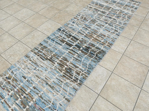 10 Ft Handmade Wool Moroccan Runner Rug - Afghan Rug