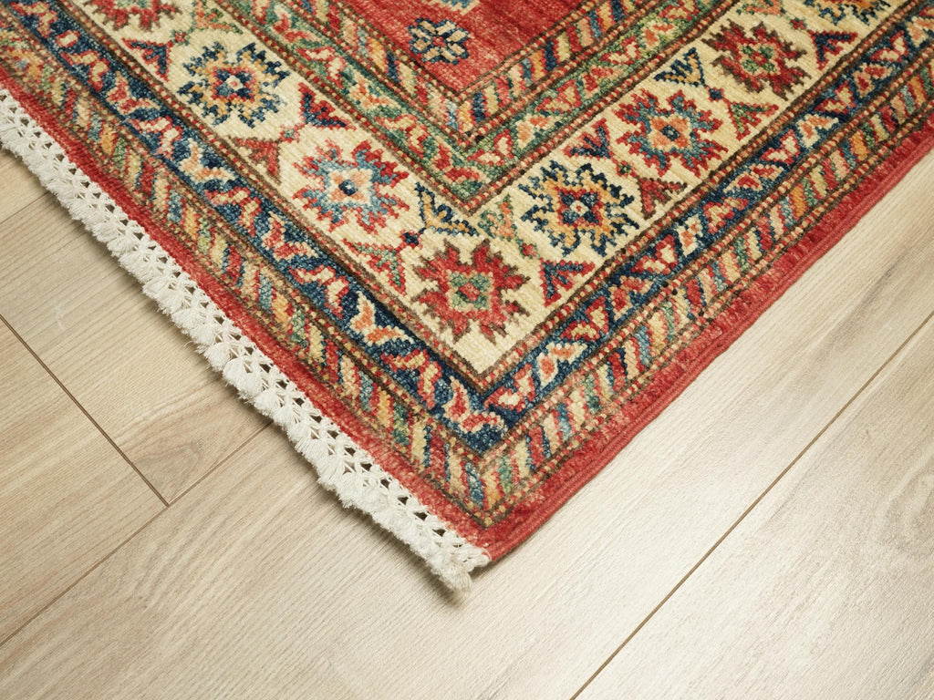 3x4 Ft Red Kazak Rug - Handmade Oriental Wool Rug