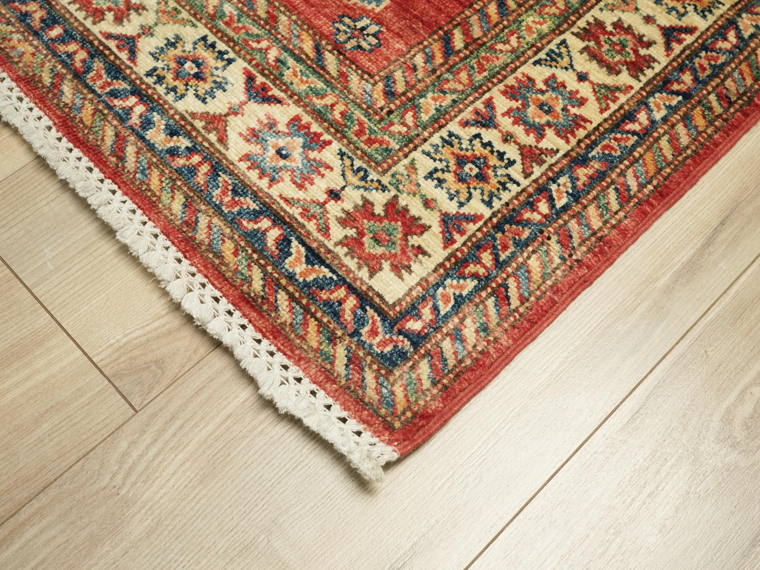 3x4 Ft Red Kazak Rug - Handmade Oriental Wool Rug