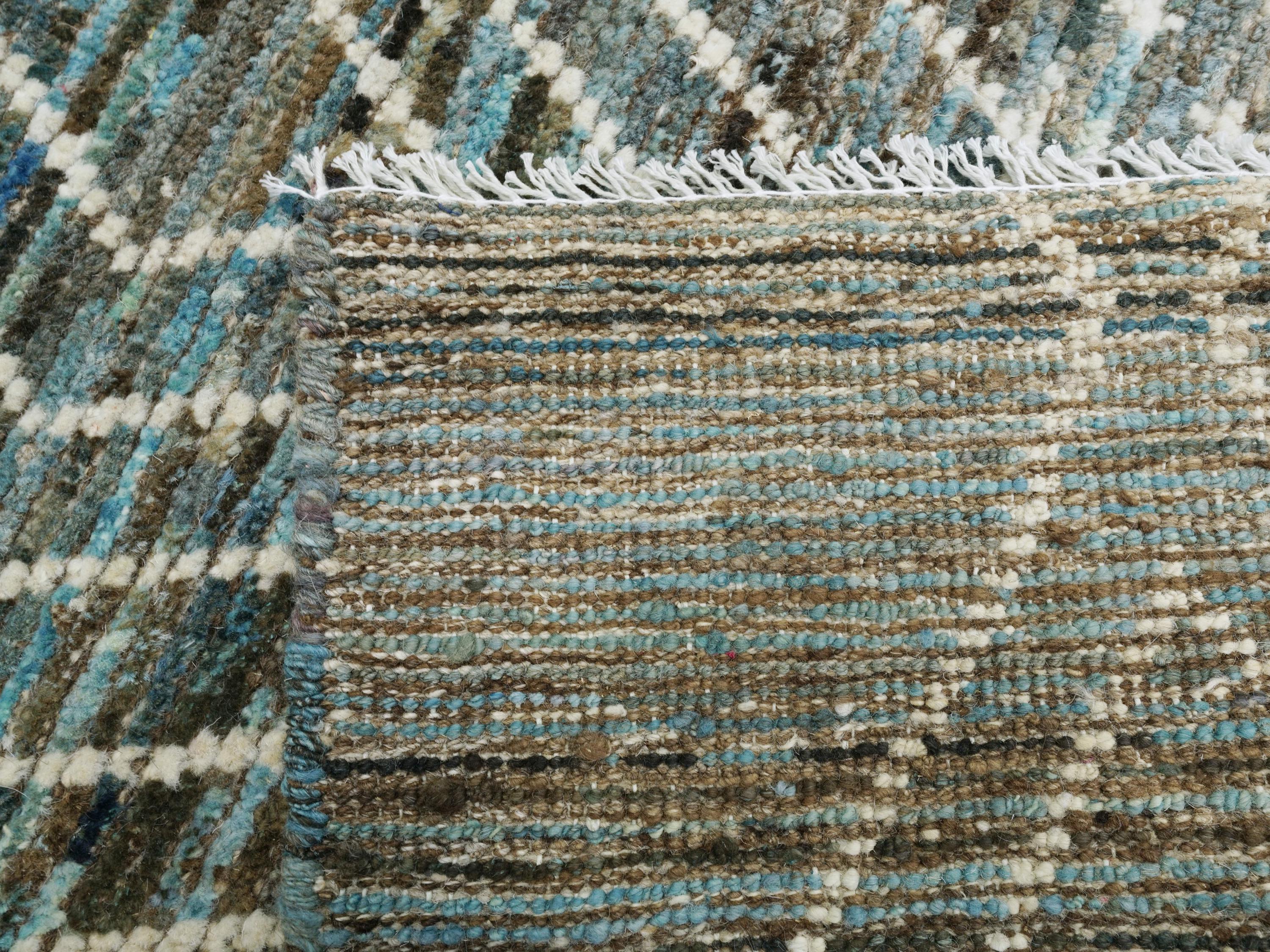 3x5 Ft Cyan Moroccan Rug - Hand Knotted Area Rug