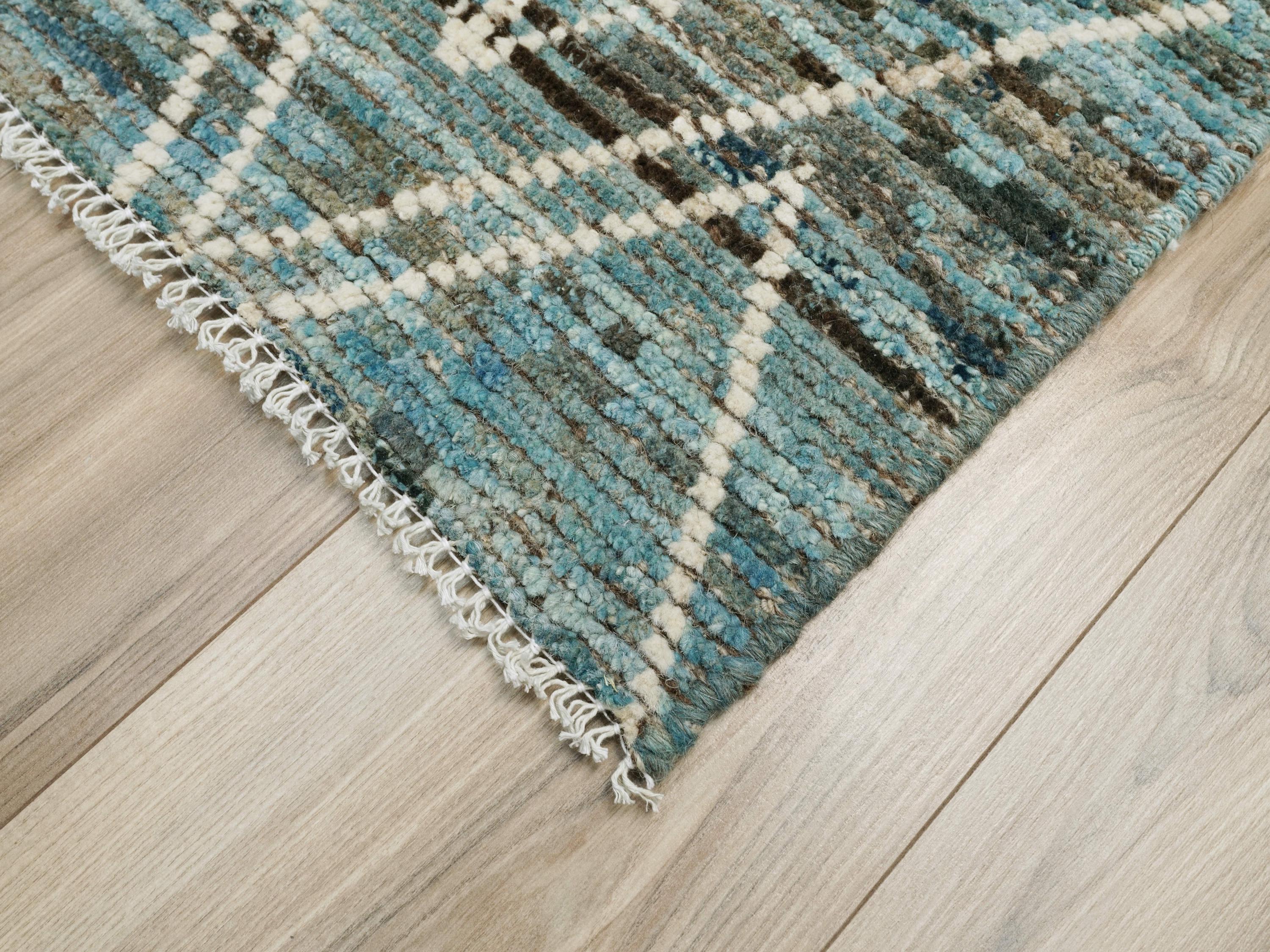 3x5 Ft Blue Moroccan Rug - Hand Knotted Area Rug