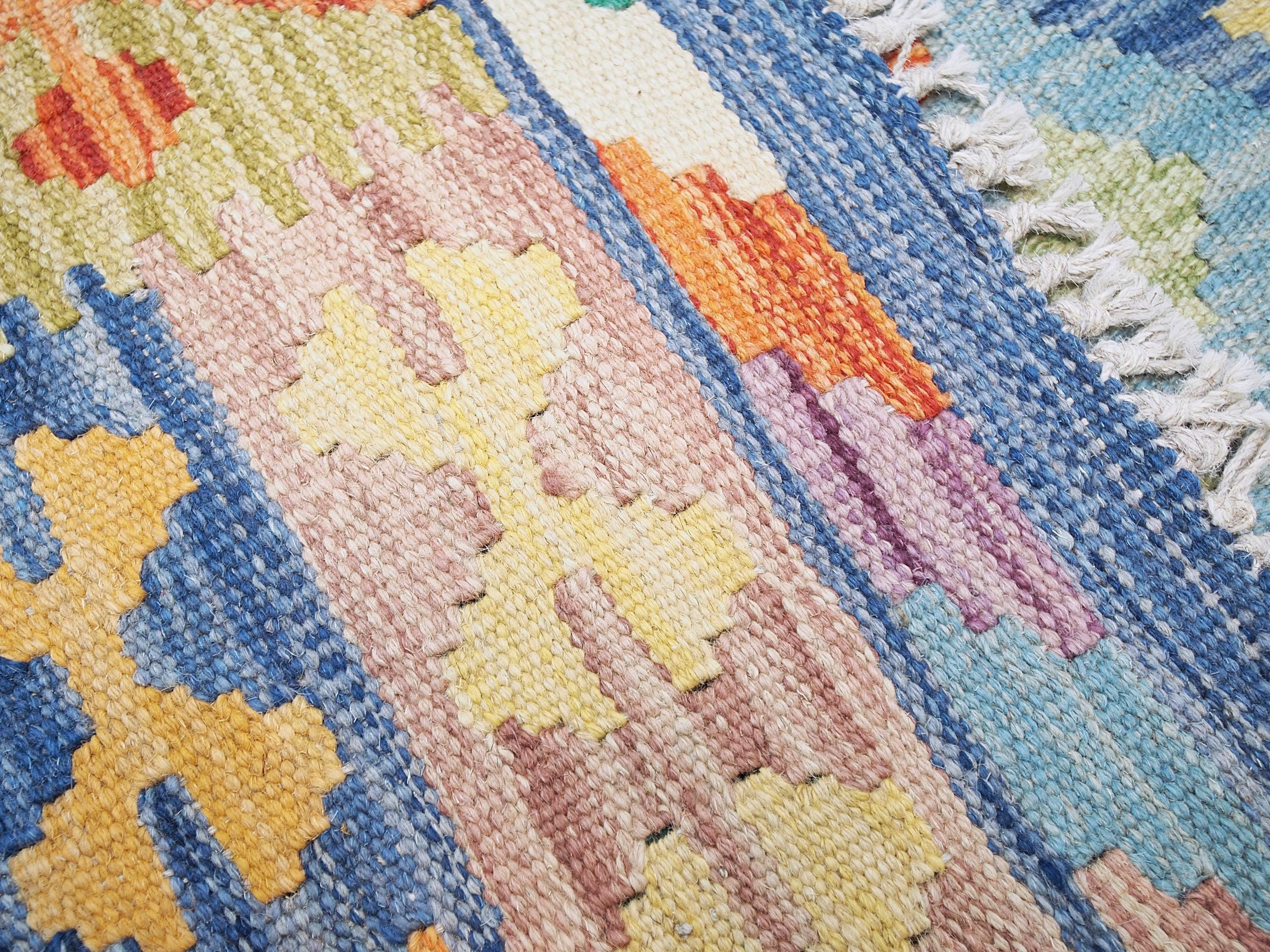 6x8 Ft Green Scandinavian Kilim Rug - Tribal Area Rug