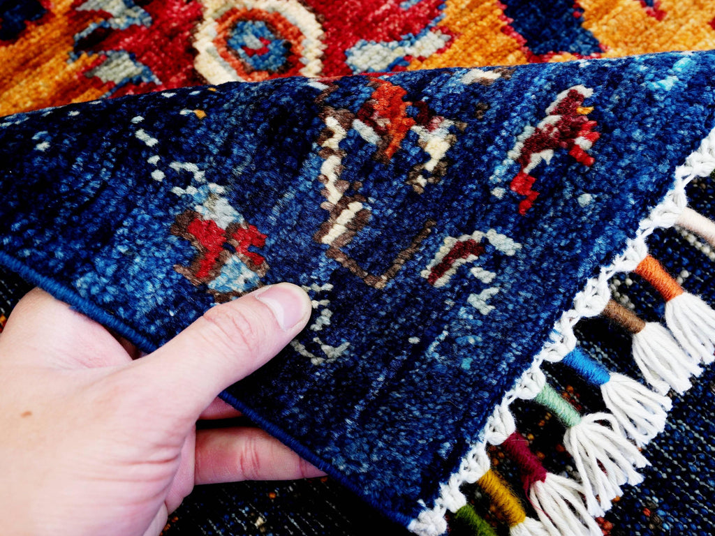 8x10 Ft Dark Blue Bidjar Rug - Hand Knotted Wool Oriental Rug - Broken Design