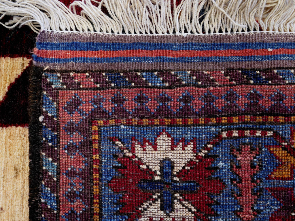 6x8 Ft Red & Blue Baluch Rug - Hand Knotted Oriental Rug - Tribal Design