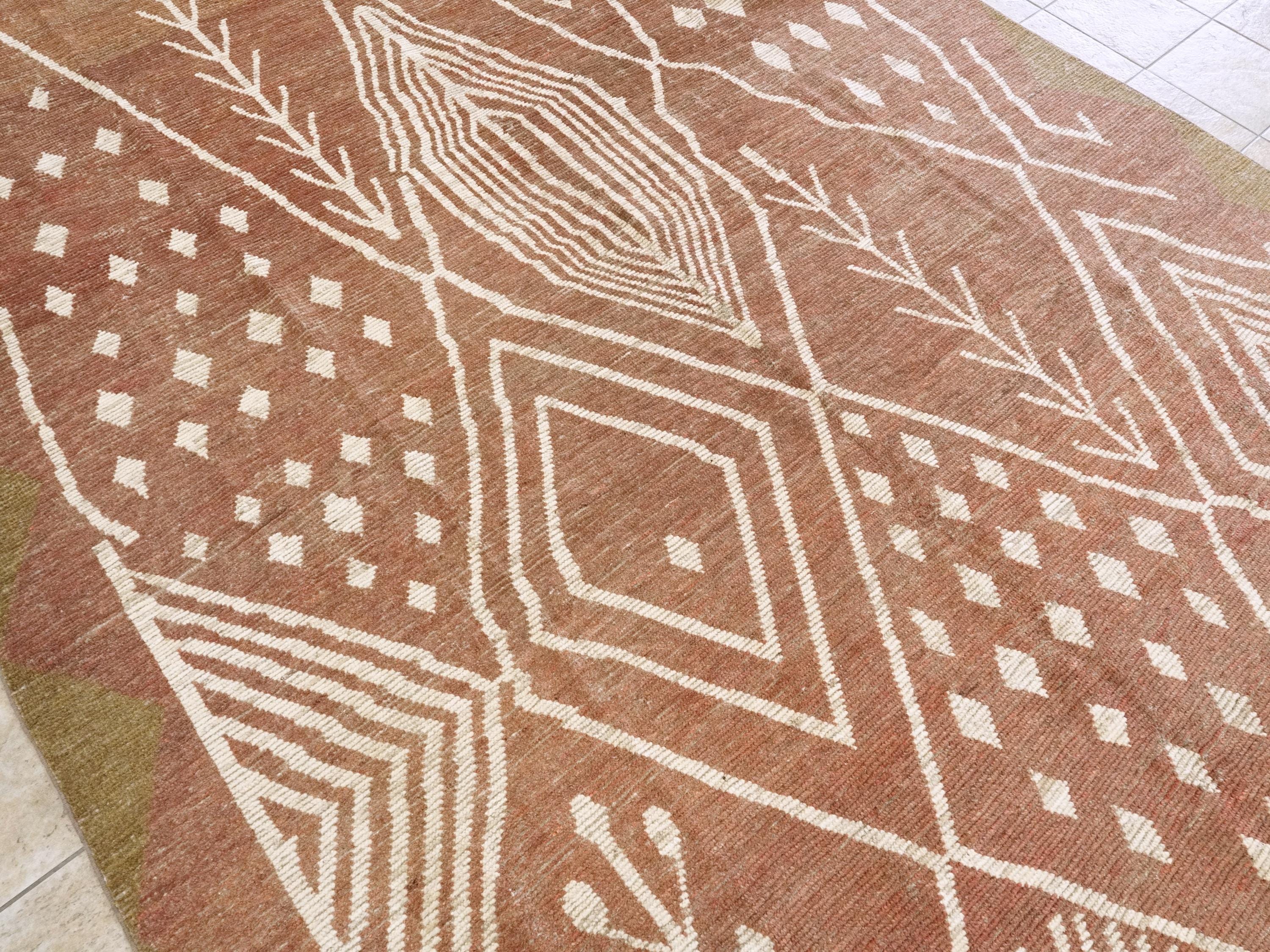 9x12 Ft Red Moroccan Rug - Hand Knotted Area Rug - Tribal Design
