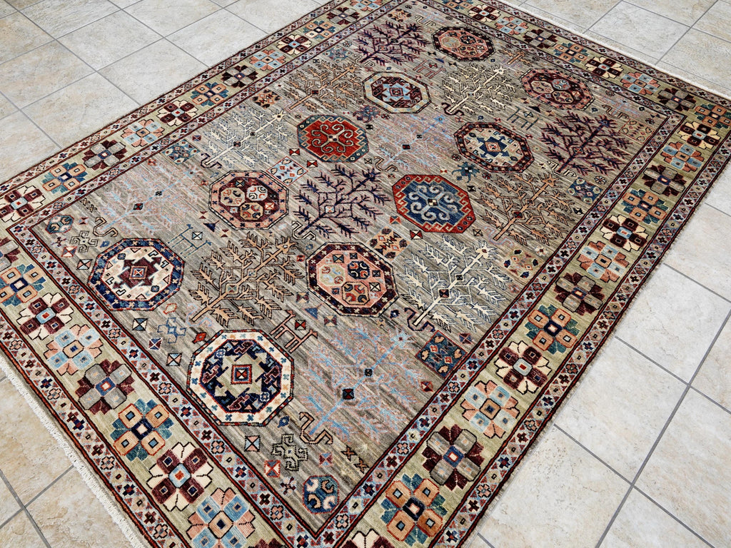 6x8 Ft Light Brown Heriz Rug - Hand Knotted Oriental Area Rug