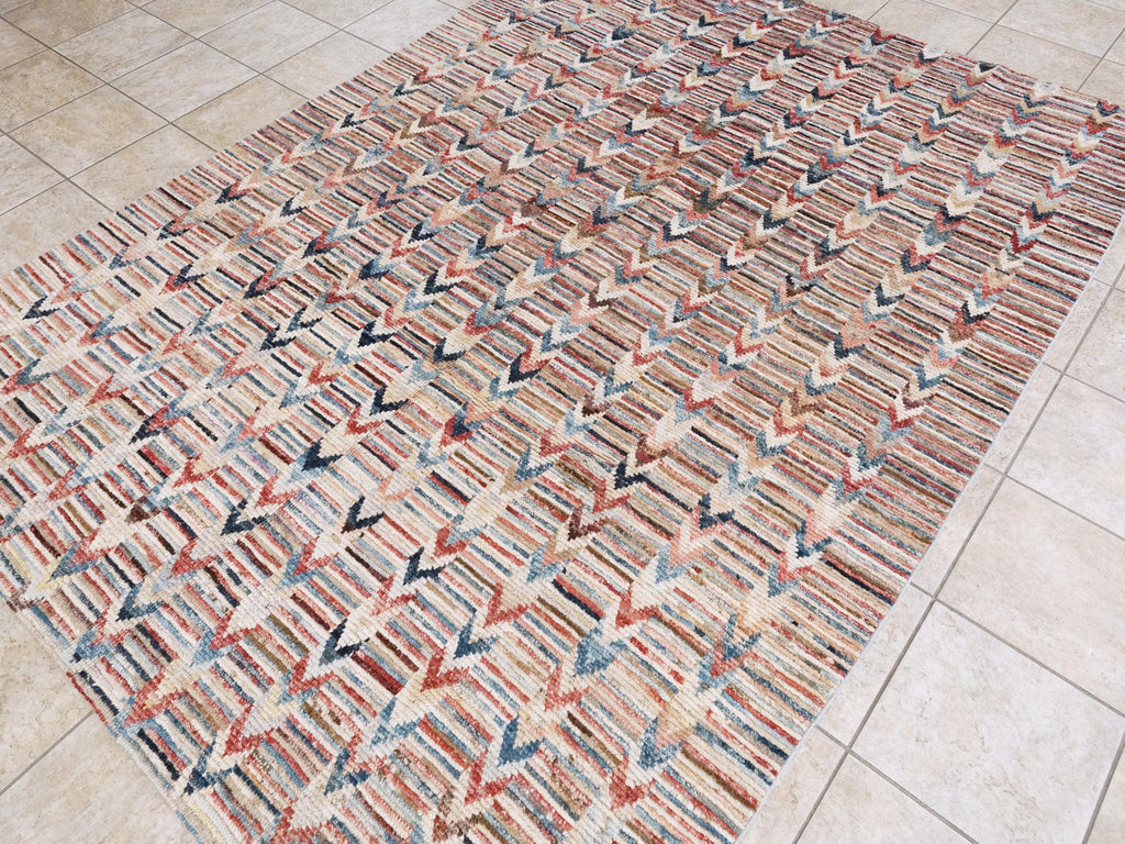 7x10 Ft Multicolor Moroccan Rug - Hand Knotted Area Rug