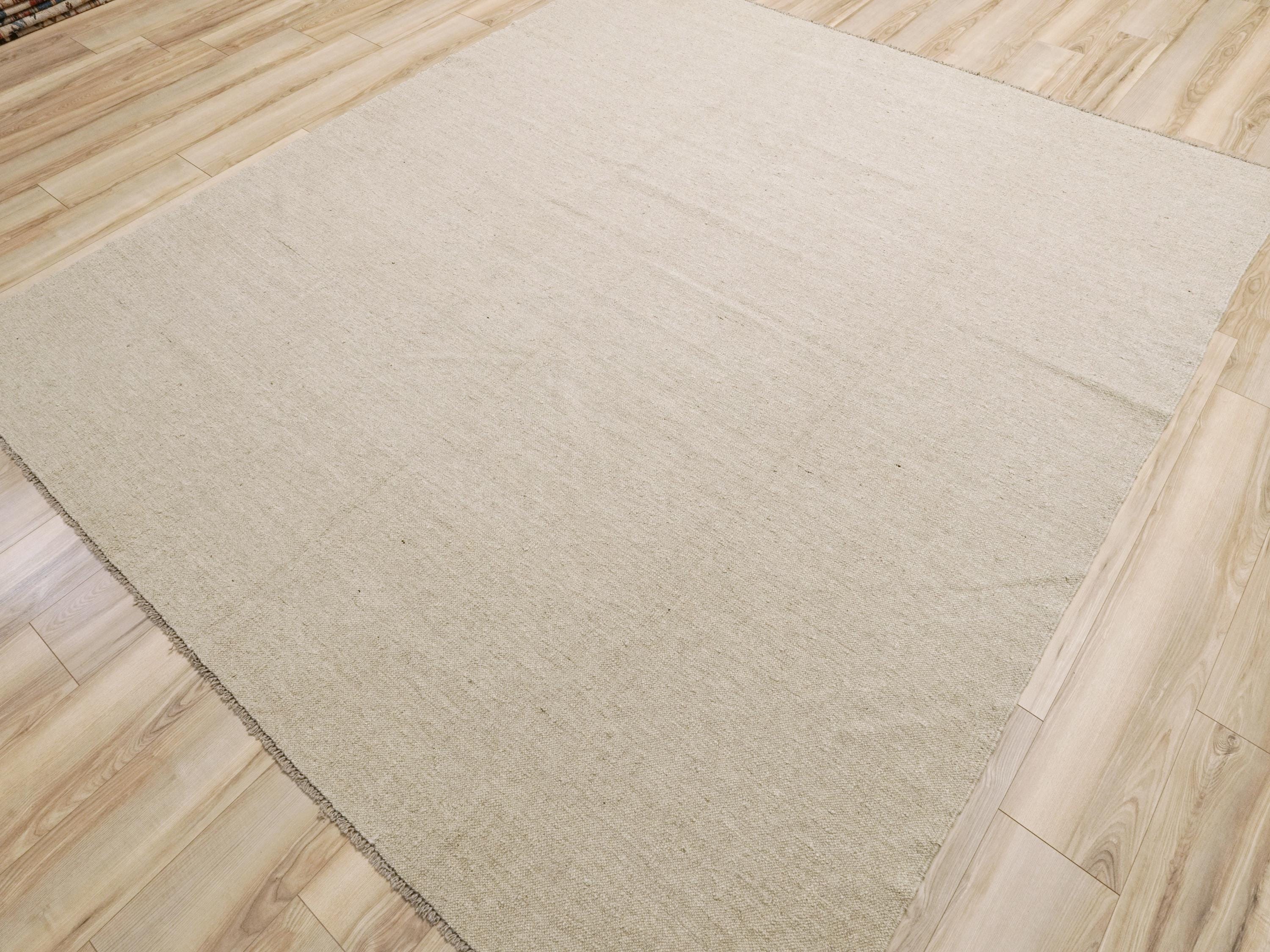 8x10 Ft Beige Kilim Rug - Handwoven Afghan Flatweave