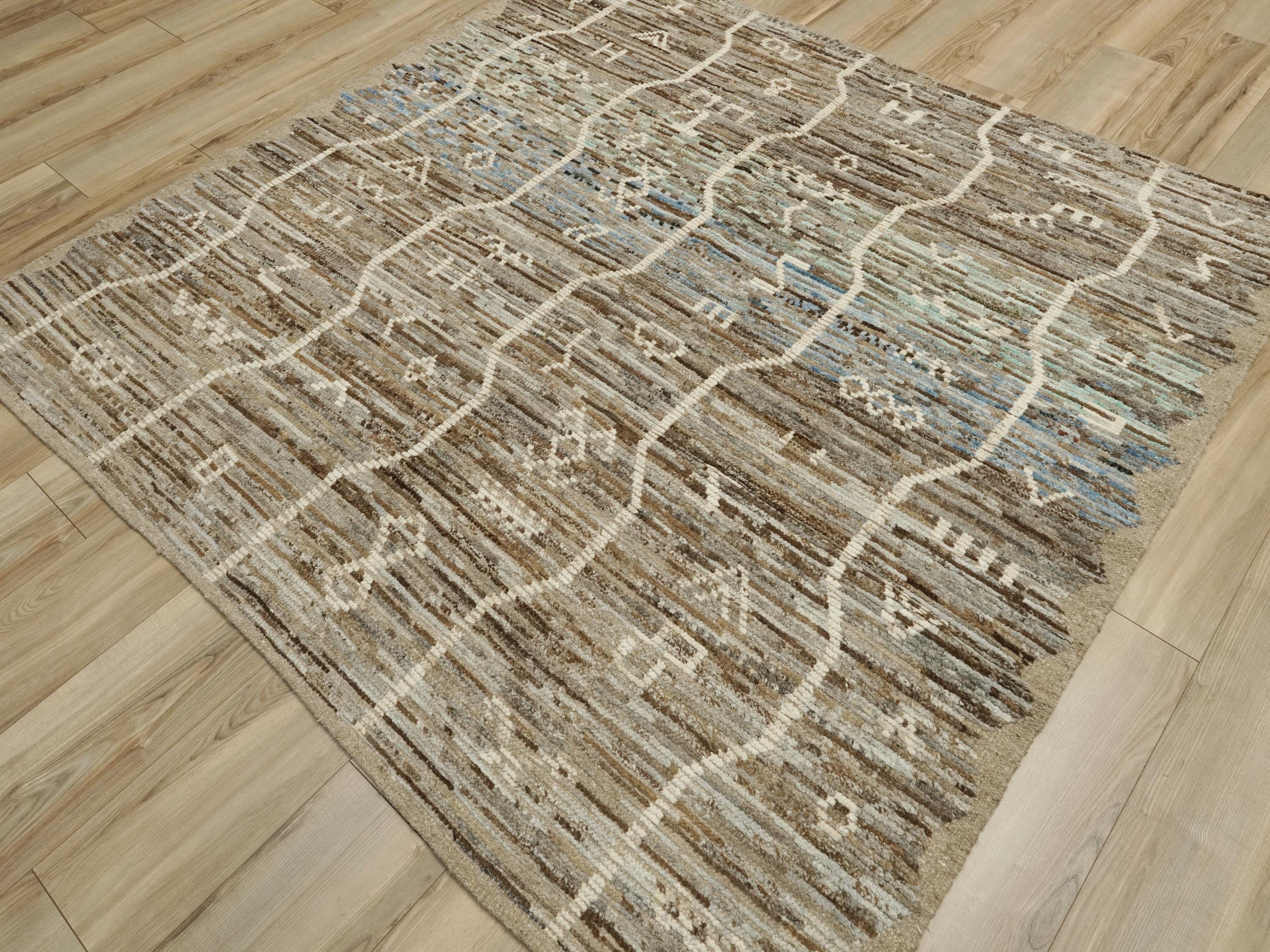 7x7 Ft Coral Moroccan Rug - Afghan Handmade Square Rug