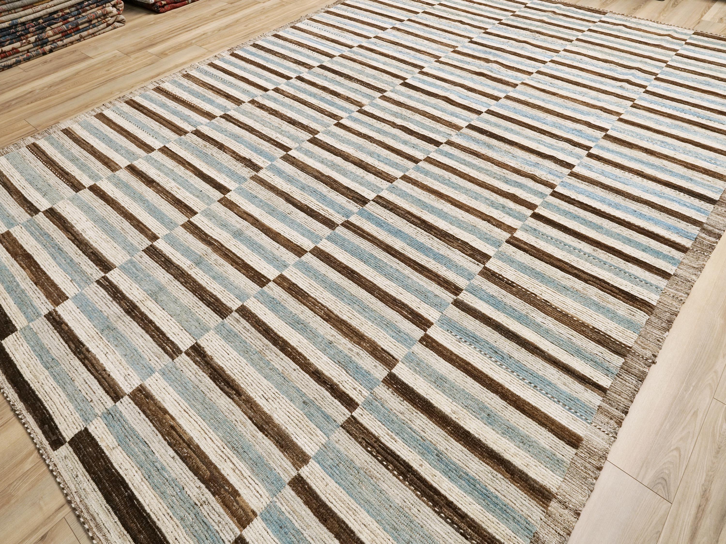 9x14 Ft Blue & Black Moroccan Rug - Afghan Wool Area Rug
