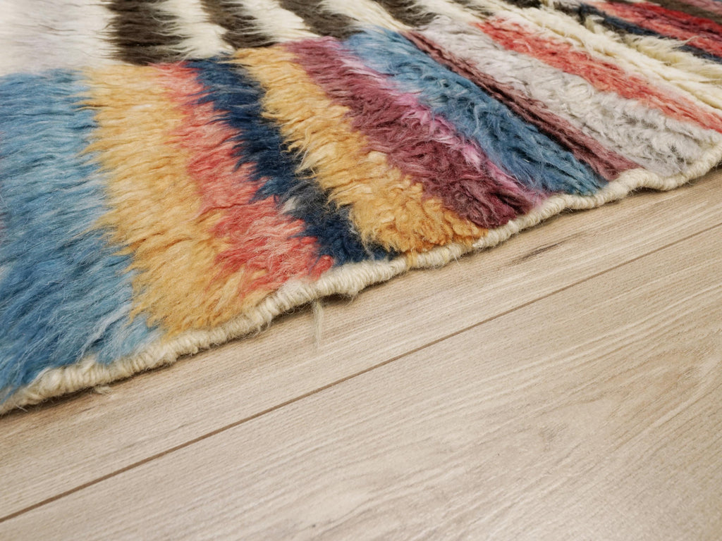 4x6 Ft Multicolor Moroccan Rug - Hand Knotted Shaggy Rug