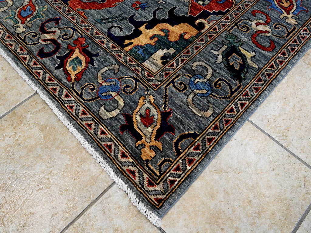 6x9 Ft Dark Gray Serapi Rug - Traditional Persian Style Wool Rug