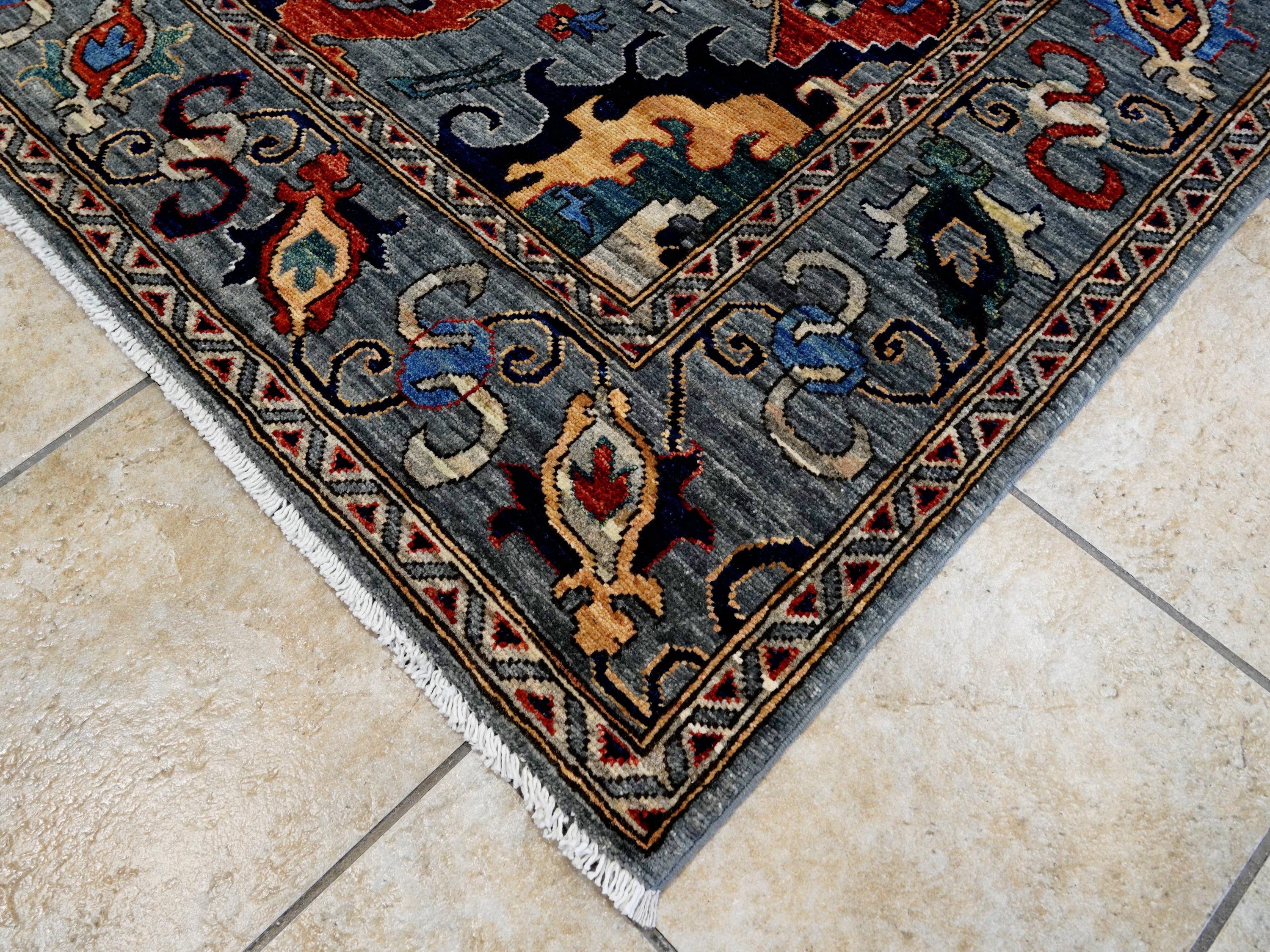 6x9 Ft Dark Gray Serapi Rug - Traditional Persian Style Wool Rug