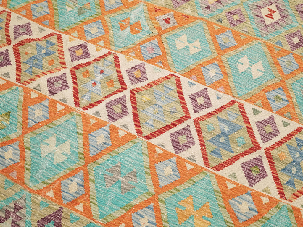 6x8 Ft Orange Kilim Rug - Traditional Flatweave