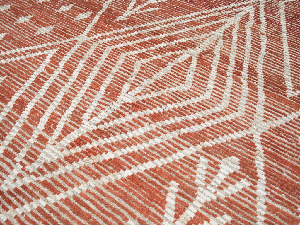 8x10 Ft Red Moroccan Rug - Hand Knotted Geometric Area Rug