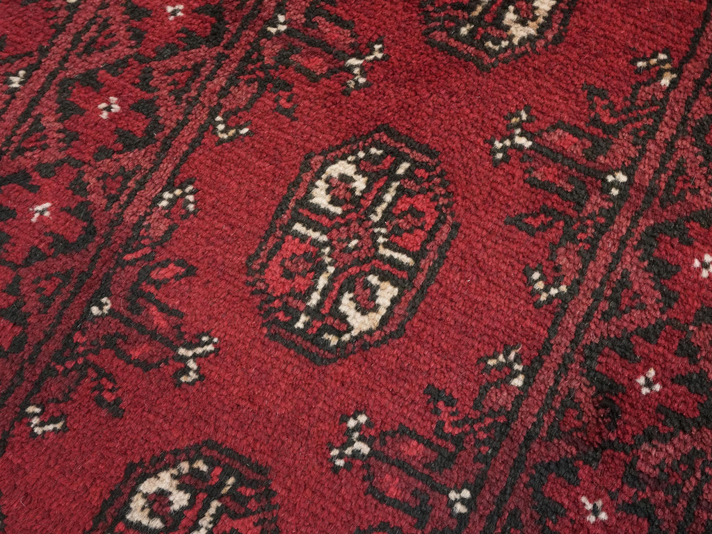 2x3 Ft Red Ersari Rug - Hand Knotted Afghan Wool Rug