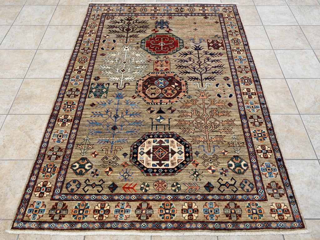 5x7 Ft Brown Heriz Rug - Hand Knotted Oriental Wool Rug