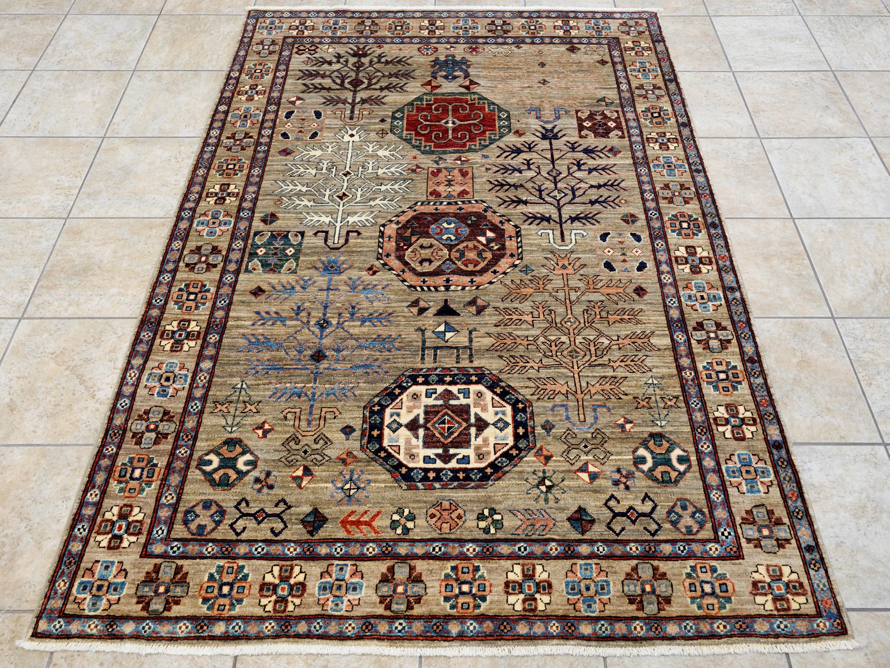 5x7 Ft Brown Heriz Rug - Hand Knotted Oriental Wool Rug