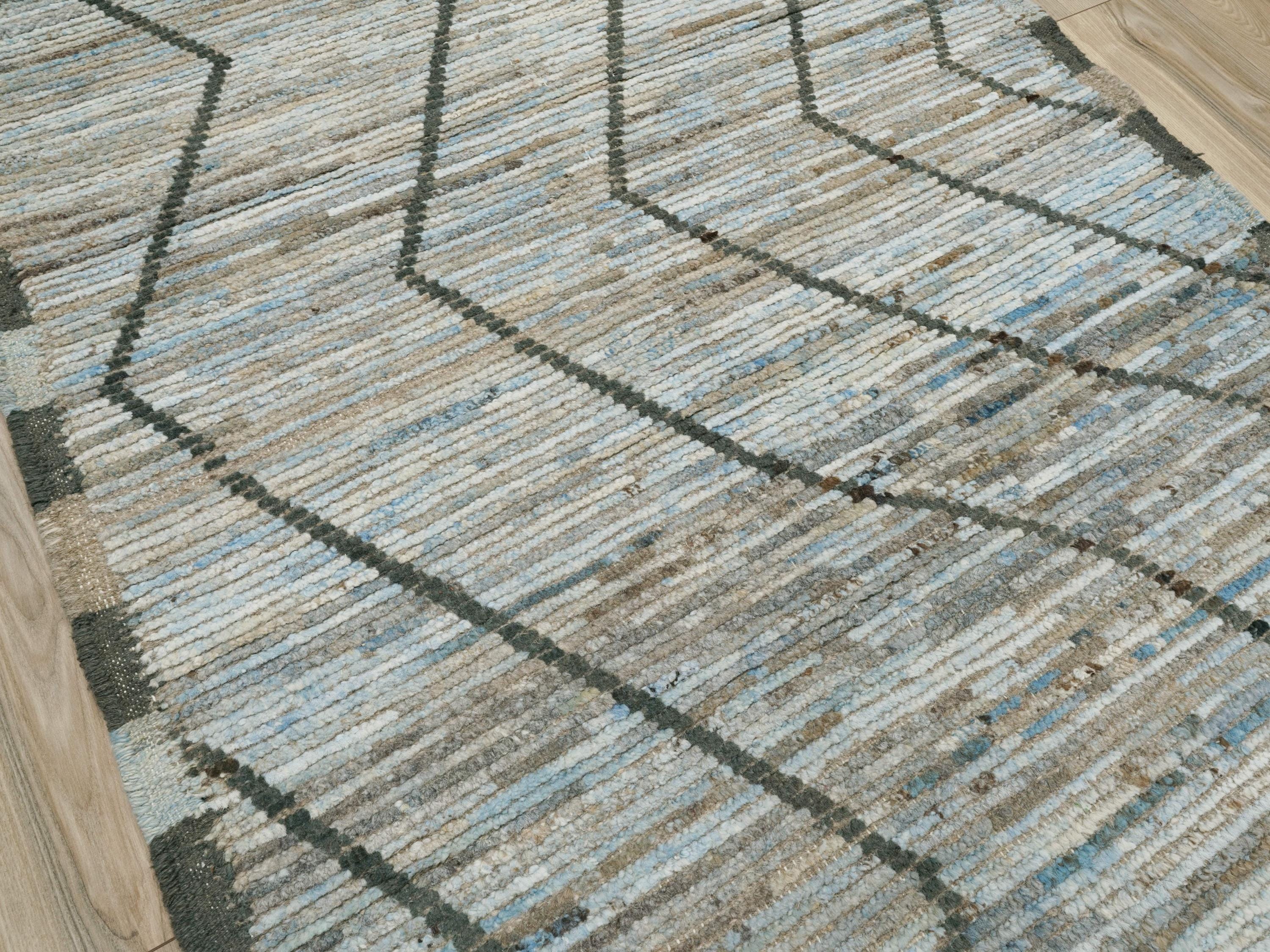 3x5 Ft Blue Moroccan Rug - Hand Knotted Area Rug