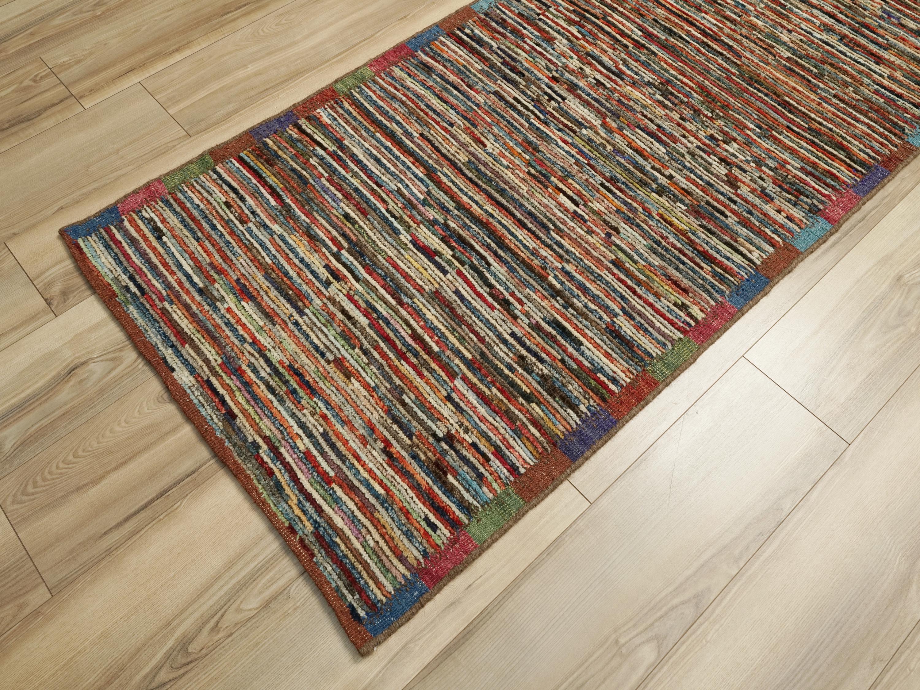 19 Ft Colorful Moroccan Runner Rug - Afghan Handmade Rug