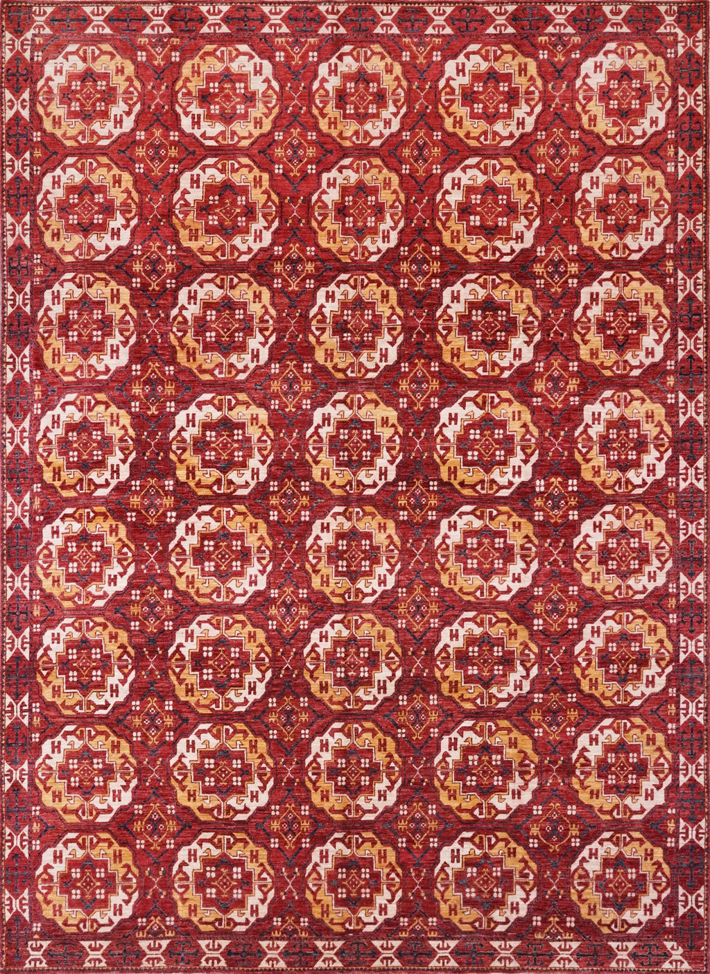 9x12 Ft Red Ersari Rug - Hand Knotted Oriental Rug - Turkmen Design