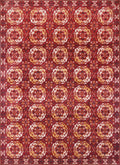 9x12 Ft Red Ersari Rug - Hand Knotted Oriental Rug - Turkmen Design