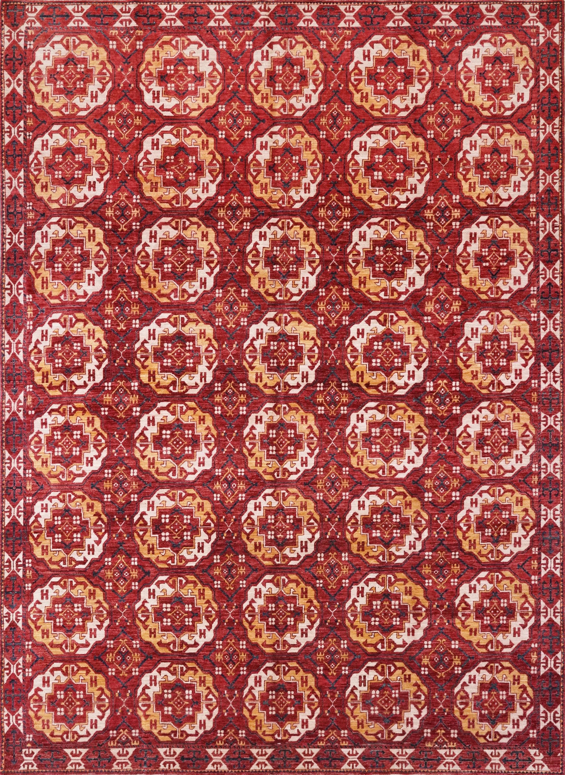 9x12 Ft Red Ersari Rug - Hand Knotted Oriental Rug - Turkmen Design