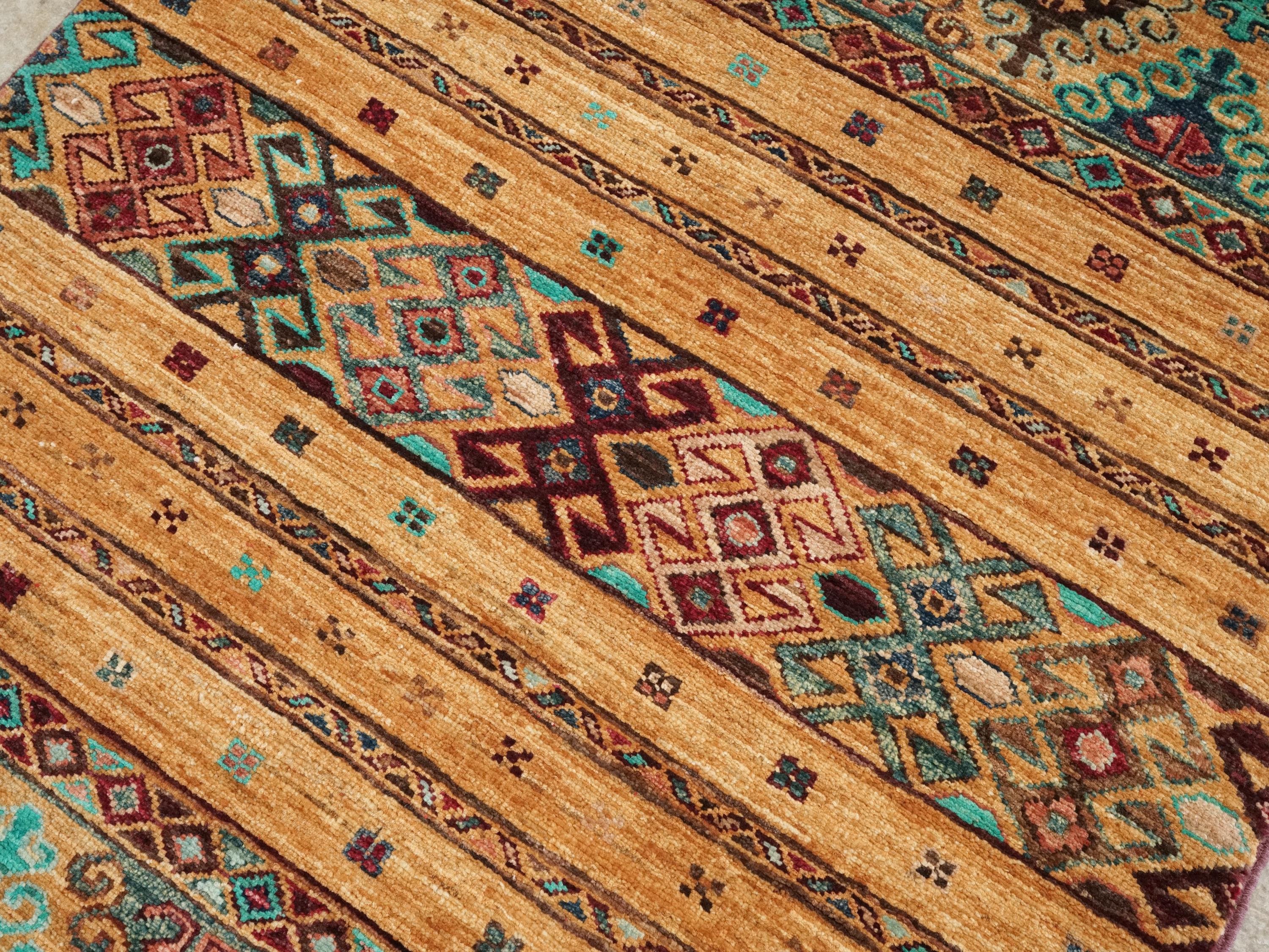 3x4 Ft Yellow Khorjin Rug - Hand Knotted Wool Oriental Rug