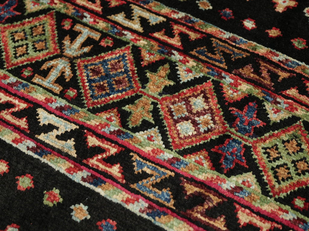 2x3 Ft Black Khorjin Rug - Afghan Handmade Area Rug