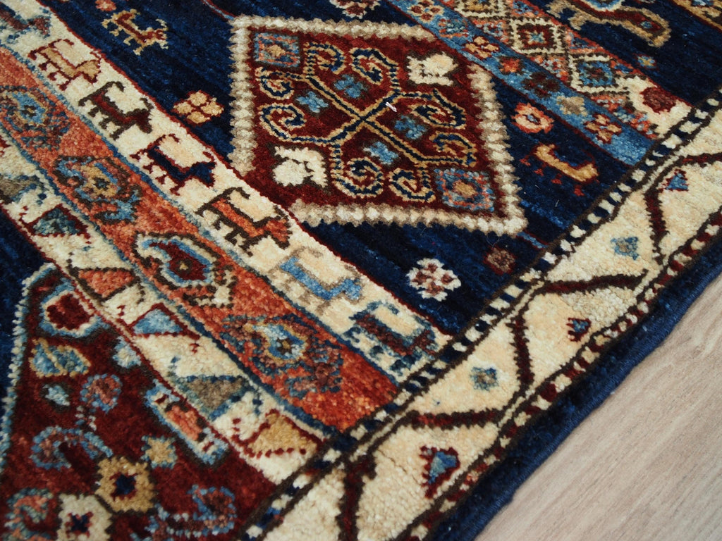 10 Ft Blue Heriz Runner Rug - Afghan Wool Hallway Rug