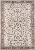 3x5 Ft Beige & Green Serapi Rug - Oriental Wool Rug - Floral Design