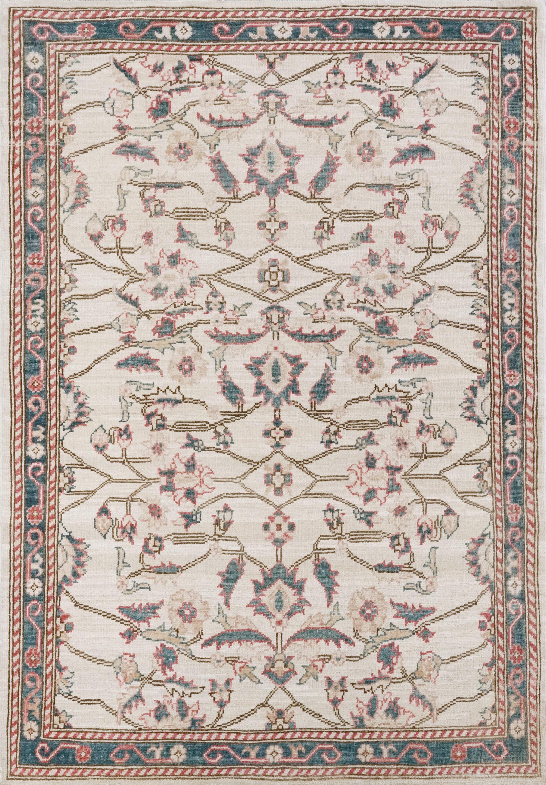 3x5 Ft Beige & Green Serapi Rug - Oriental Wool Rug - Floral Design