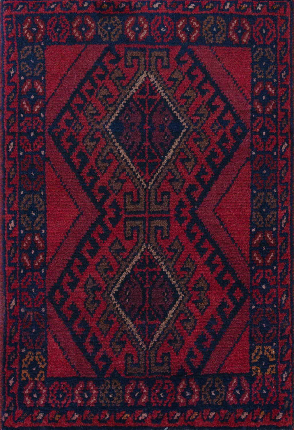 1x2 Ft Red Khal Mohammadi Rug - Wool Accent Rug