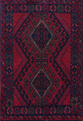 1x2 Ft Red Khal Mohammadi Rug - Wool Accent Rug