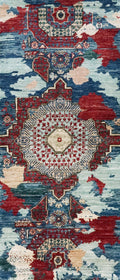 2x5 Ft Blue Mamluk Rug - Hand Knotted Wool Hallway Runner