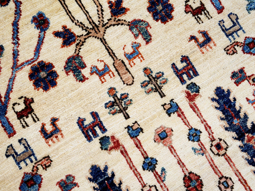 3x5 Ft Beige Serapi Rug - Handmade Afghan Rug - Floral Design
