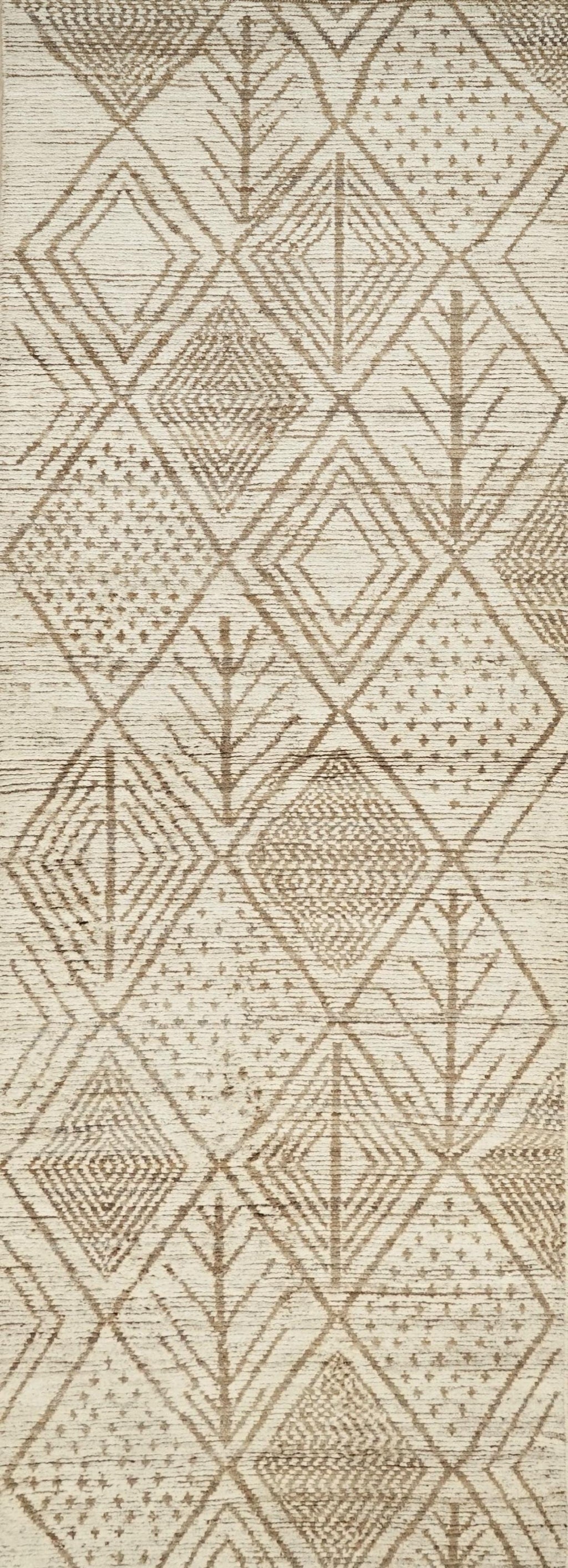 13 Ft Beige Moroccan Runner Rug - Afghan Tribal Rug