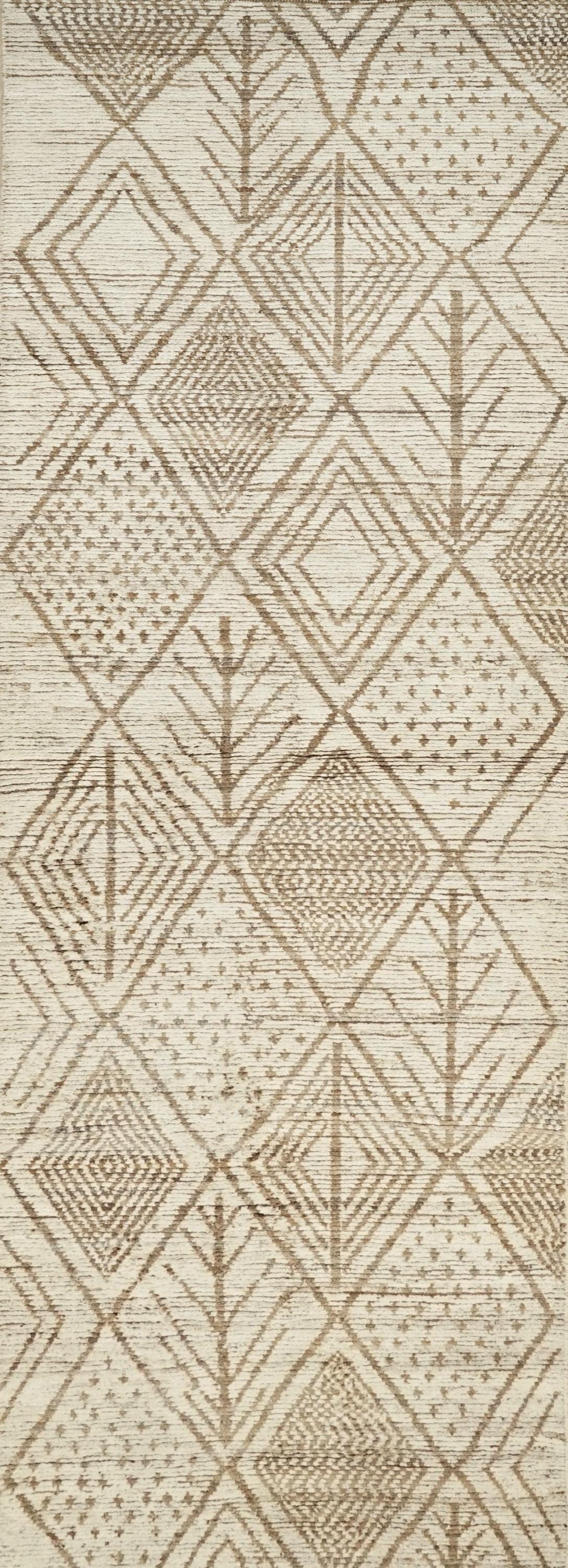13 Ft Beige Moroccan Runner Rug - Afghan Tribal Rug