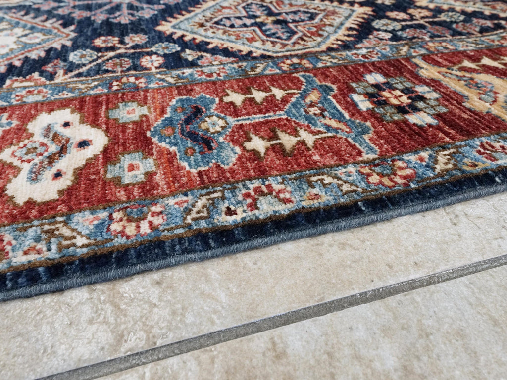 6x9 Ft Blue & Red Heriz Rug - Oriental Area Rug - Persian Design